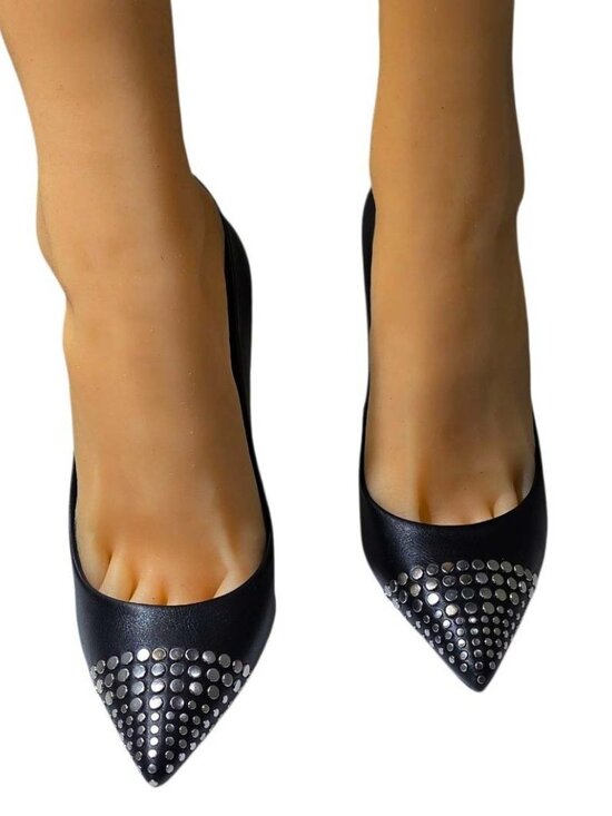 ALDO Black Metal Studded Pump Heel Shoes - Picture 3 of 13